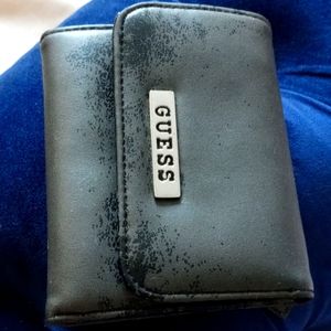 GUESS Womans Wallet, Black, Tri-Fold Button Shut, Slim